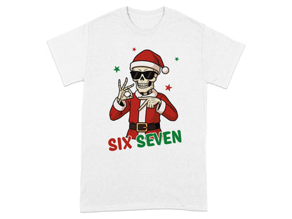 Santa Skeleton Hands Christmas Graphic T-Shirt
