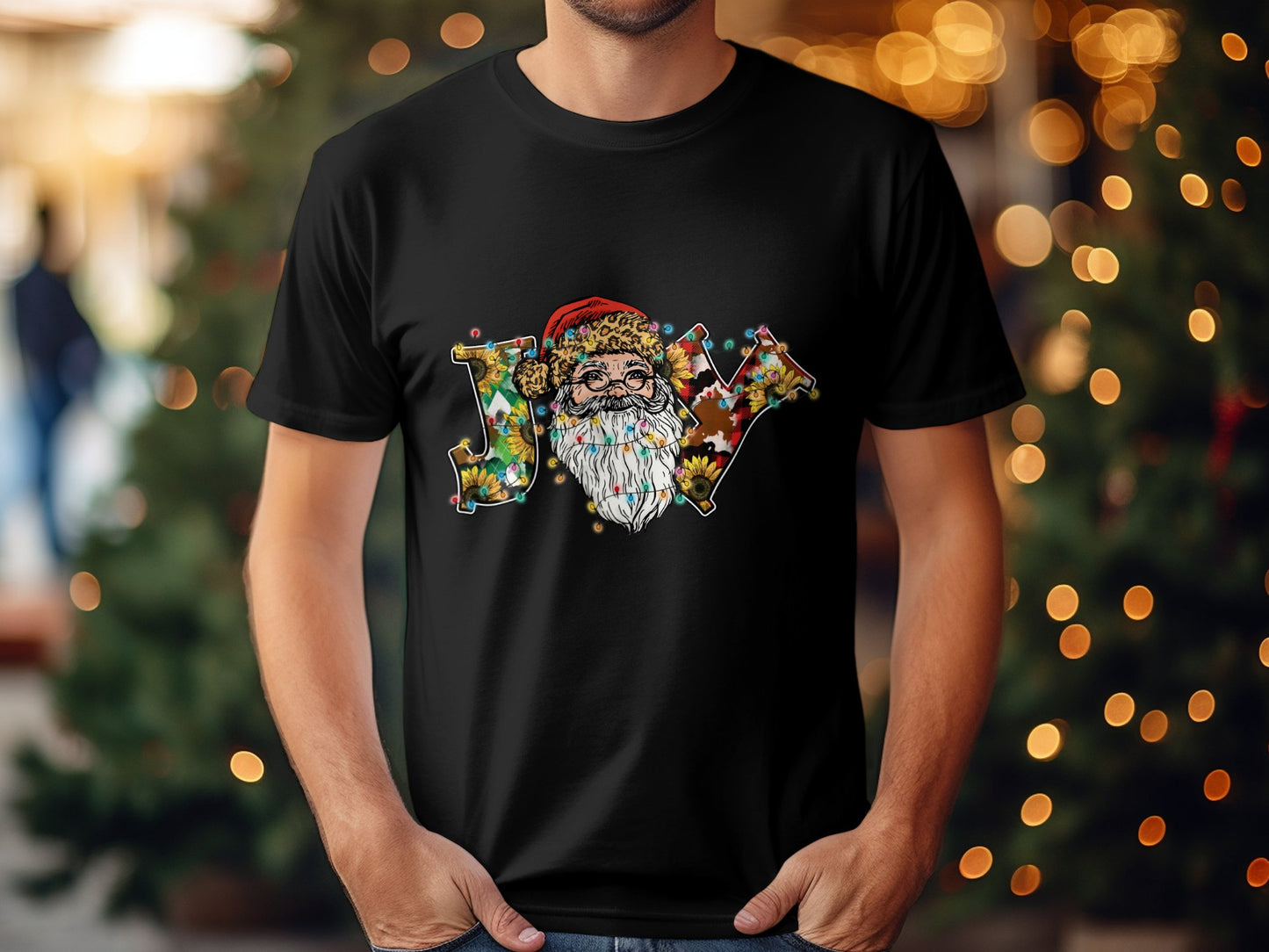 Joy Christmas Santa Graphic T-Shirt Holiday Design