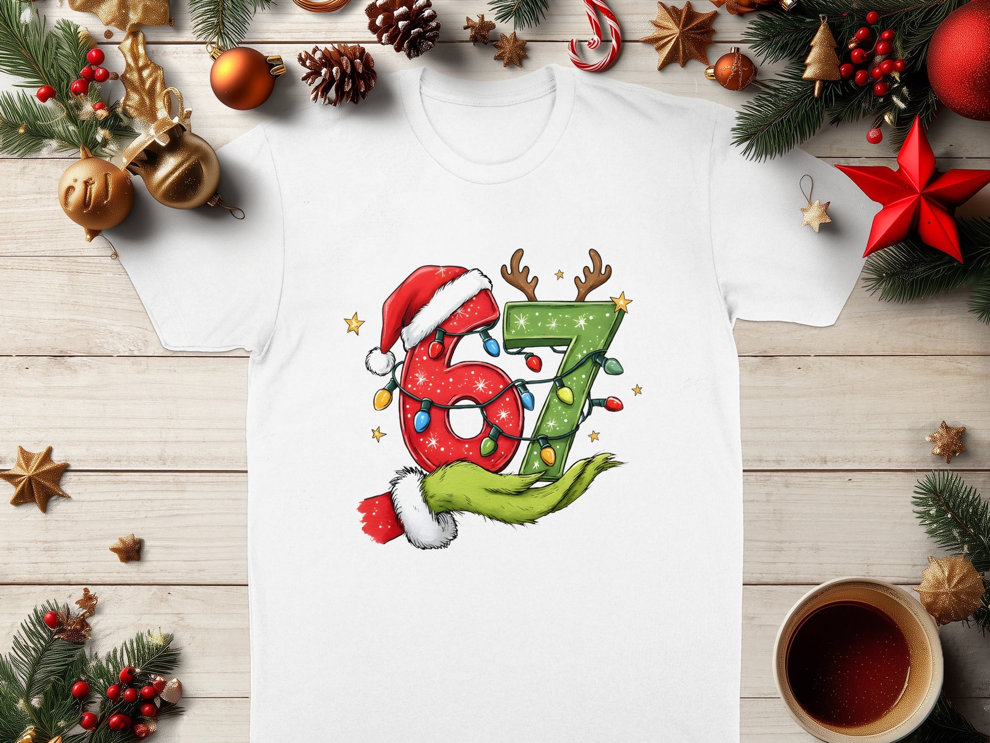 Festive Christmas Santa Reindeer 67 Graphic Tee