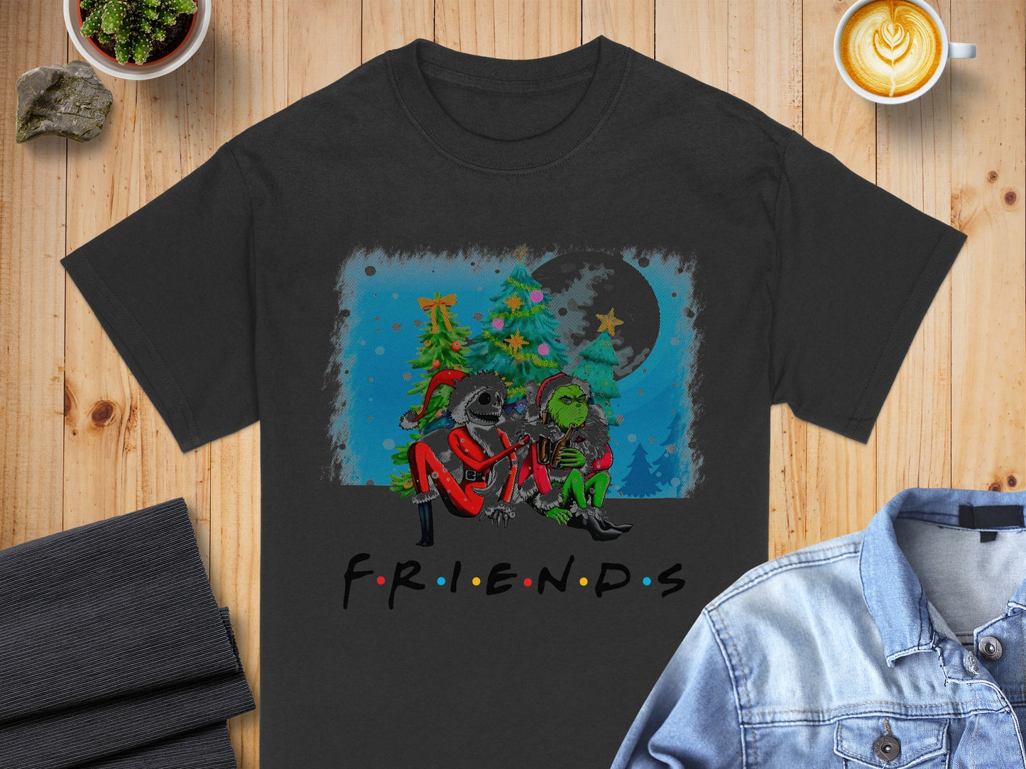Friends Christmas Grinch and Jack Skellington Shirt