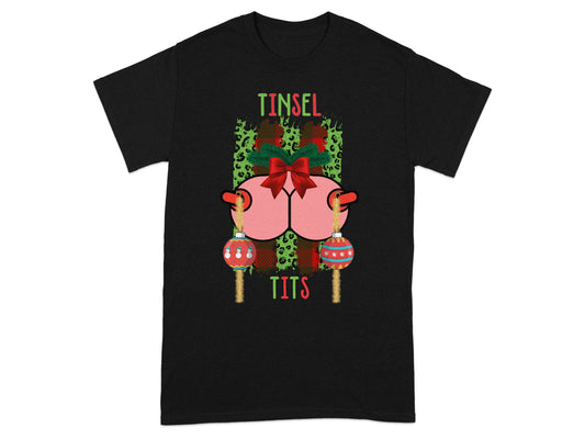 Tinsel Tits Funny Festive Graphic T-shirt Design