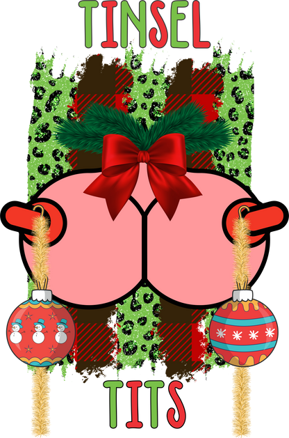 Festive Tinsel Tits Funny Christmas Holiday Shirt