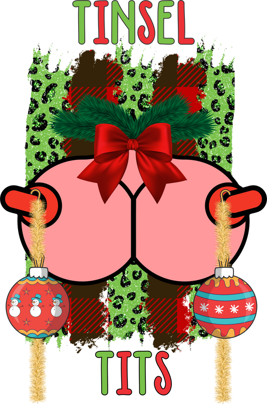 Festive Tinsel Tits Funny Christmas Holiday Shirt