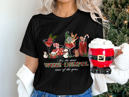 Festive Holiday Cocktails Fun Graphic T-Shirt