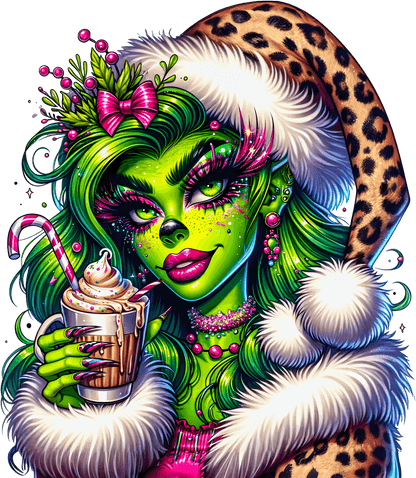 Whimsical Festive Creature Holding Hot Beverage Art