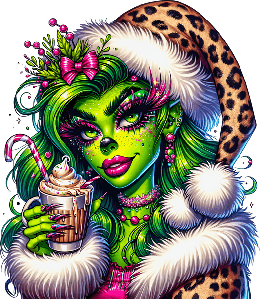 Whimsical Festive Creature Holding Hot Beverage Art