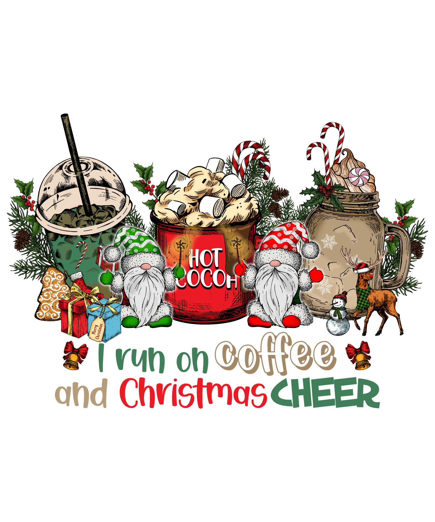 Festive Holiday Hot Cocoa and Coffee Christmas Cheer Print