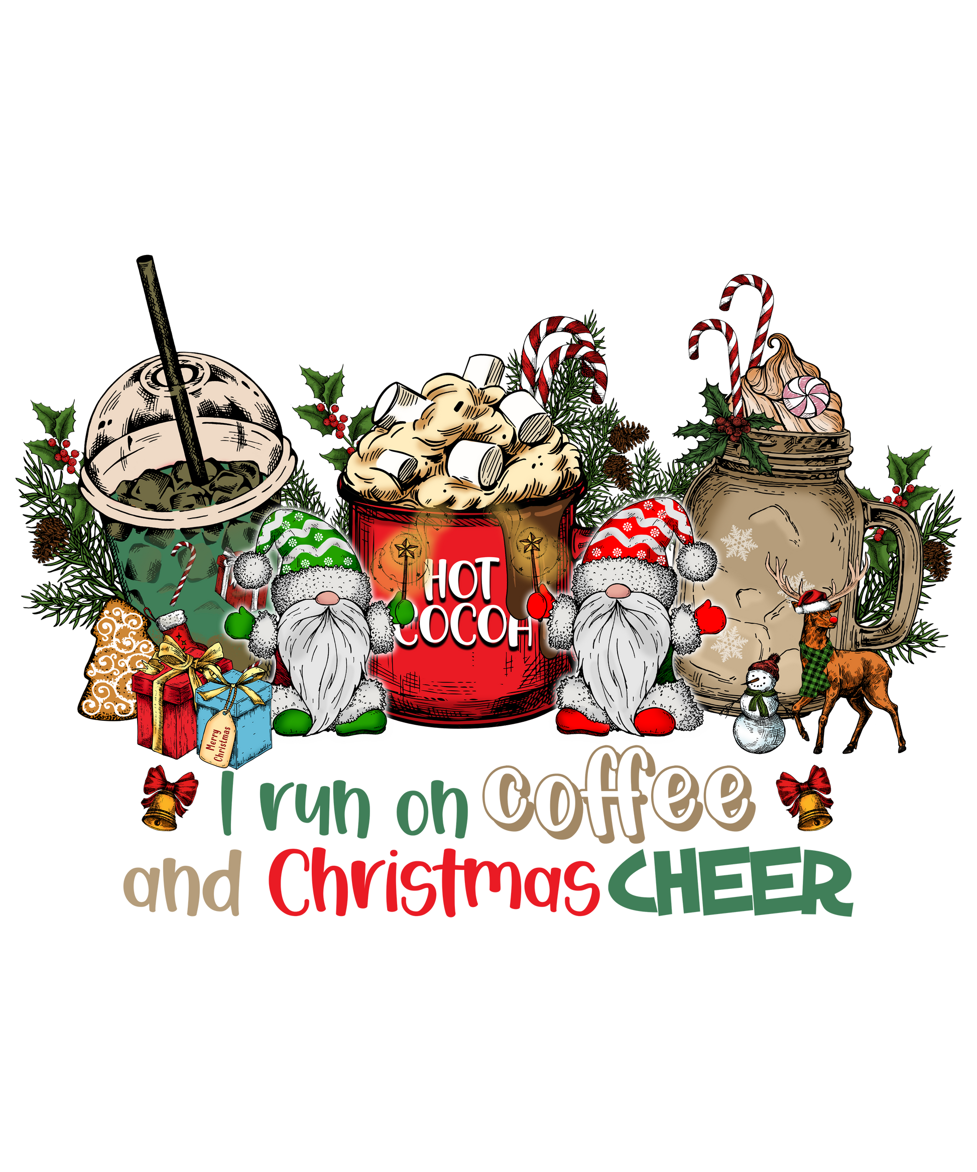Festive Holiday Hot Cocoa and Coffee Christmas Cheer Print